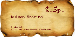 Kulman Szorina névjegykártya